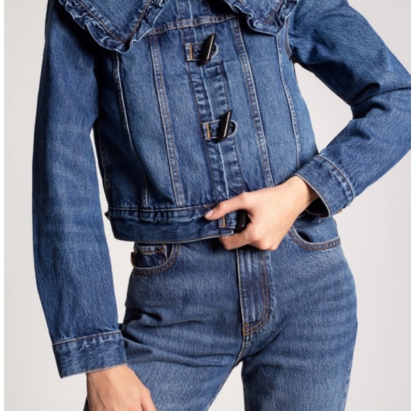 Ganni Ruffle Denim Jacket - Picture 2 of 8